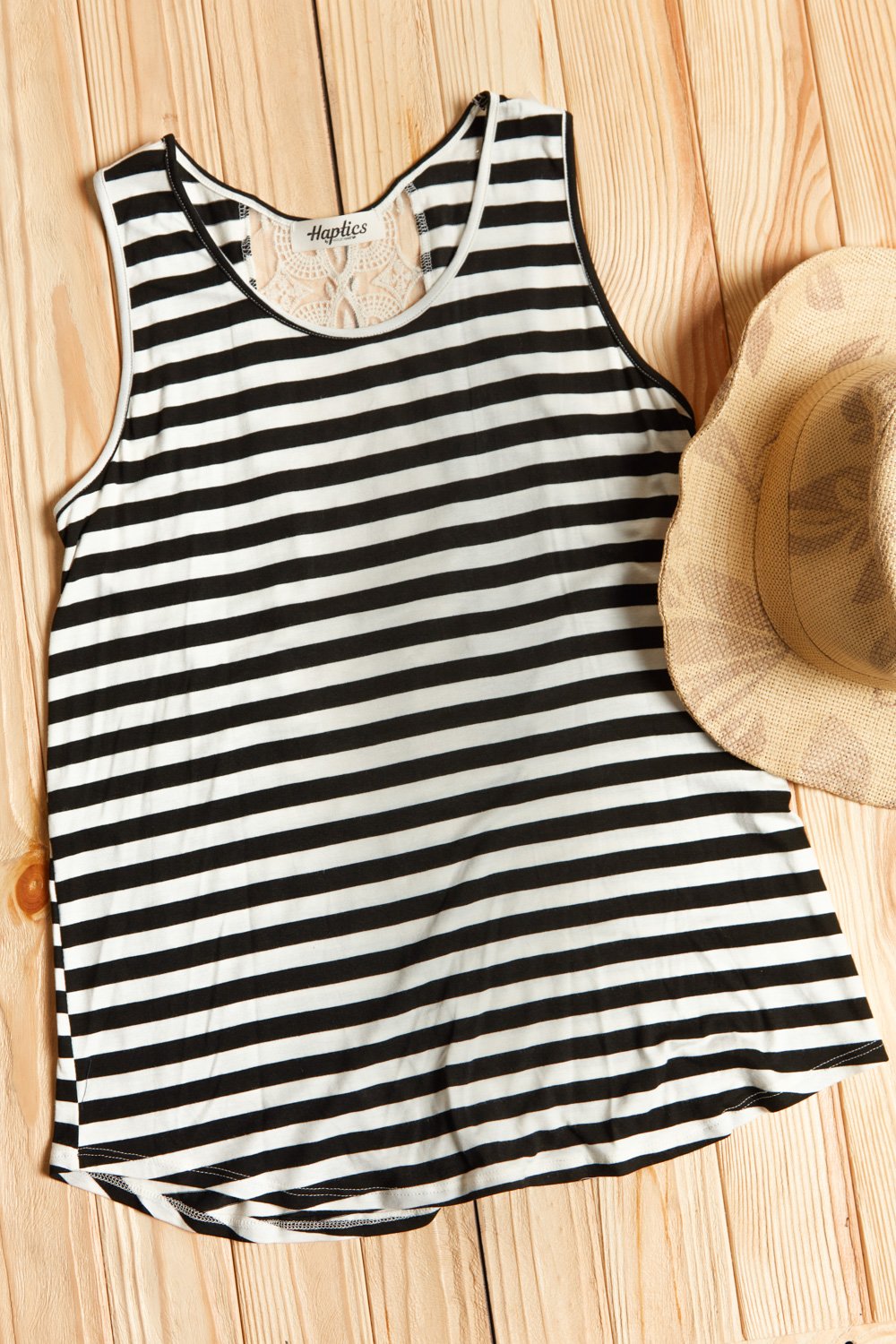 Stripe Tank Top with Back Crochet Lace